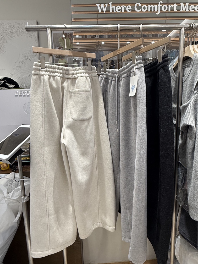 DE GO YOU東大門㊣代購女裝新款職業休閑休閑褲闊腿褲抓絨DE GO YOU休閑褲