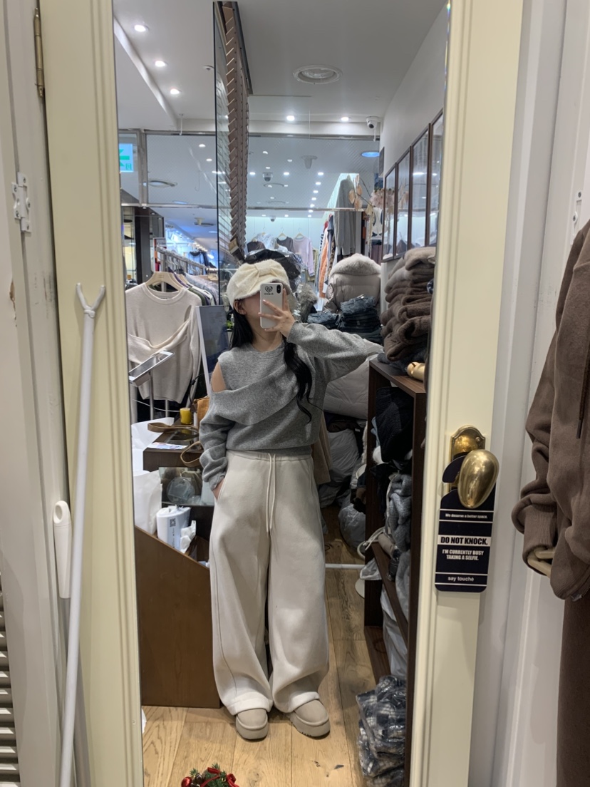 DE GO YOU東大門㊣代購女裝新款職業休閑休閑褲闊腿褲抓絨DE GO YOU休閑褲