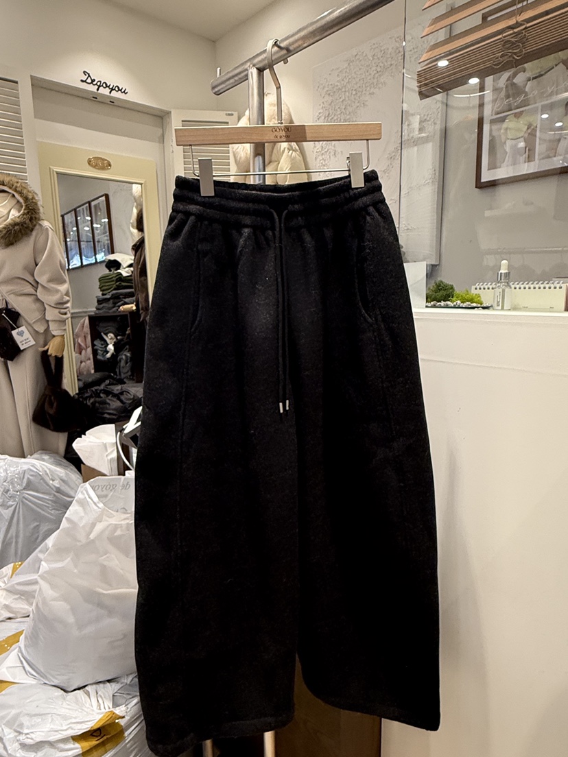 DE GO YOU東大門㊣代購女裝新款職業休閑休閑褲闊腿褲抓絨DE GO YOU休閑褲圖色2