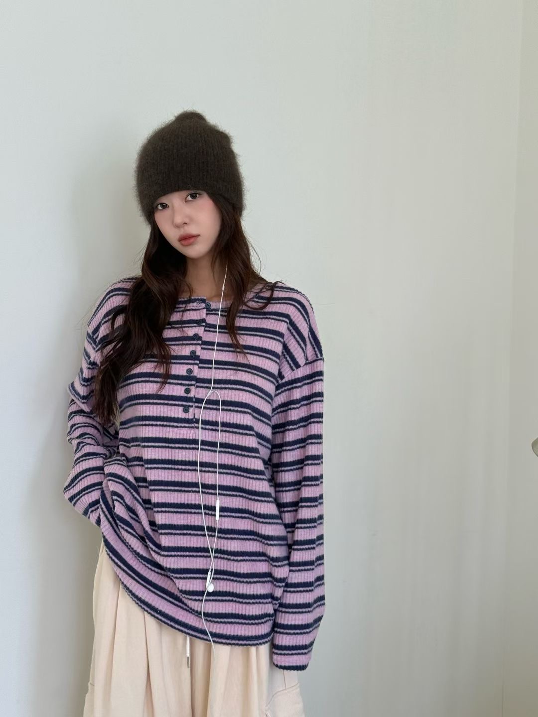 GISELE韓國直郵㊣女士新品休閑推薦真品職業時尚熱賣長袖T恤GISELE長袖T恤圖色2