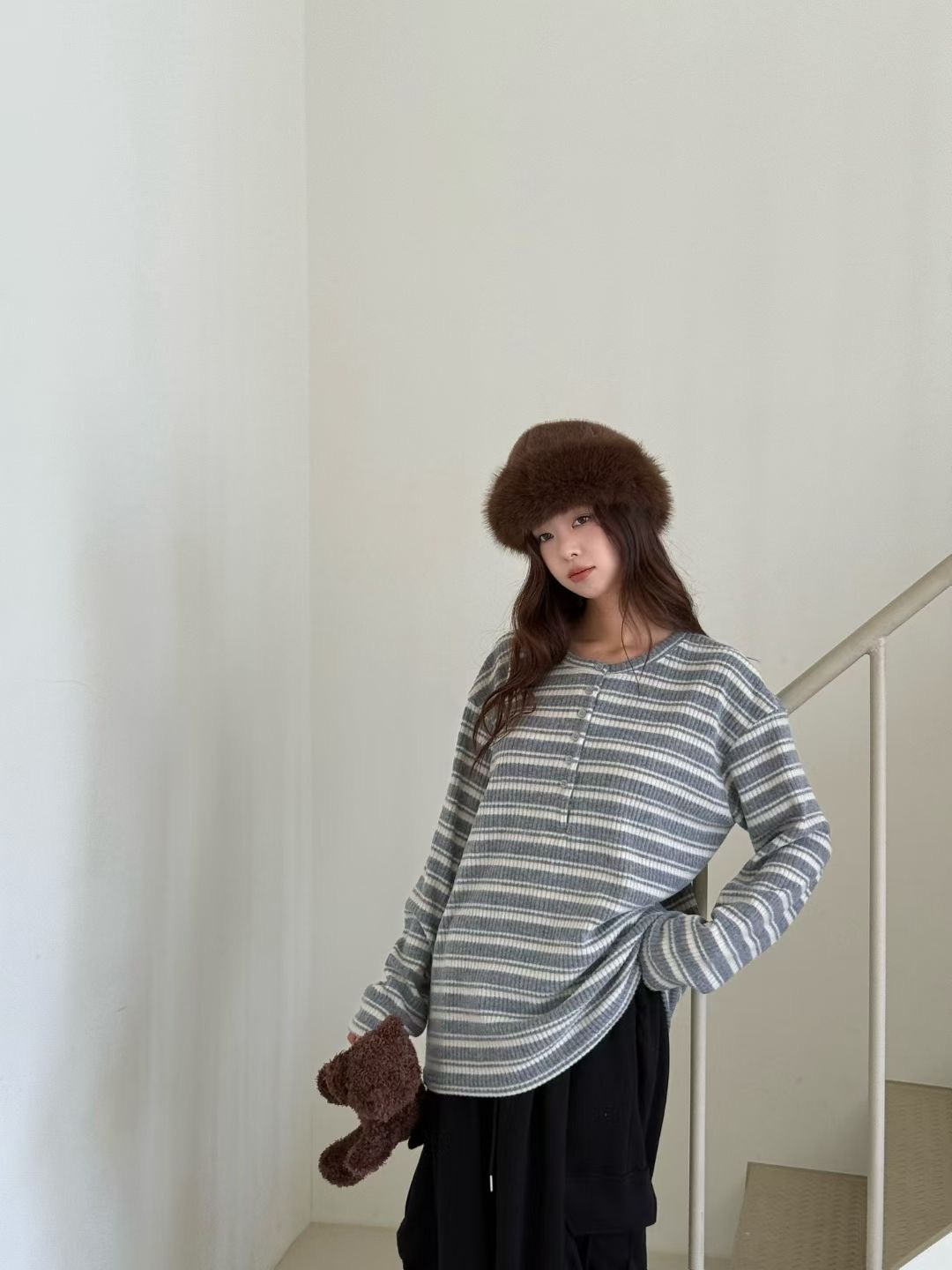 GISELE韓國直郵㊣女士新品休閑推薦真品職業時尚熱賣長袖T恤GISELE長袖T恤圖色3