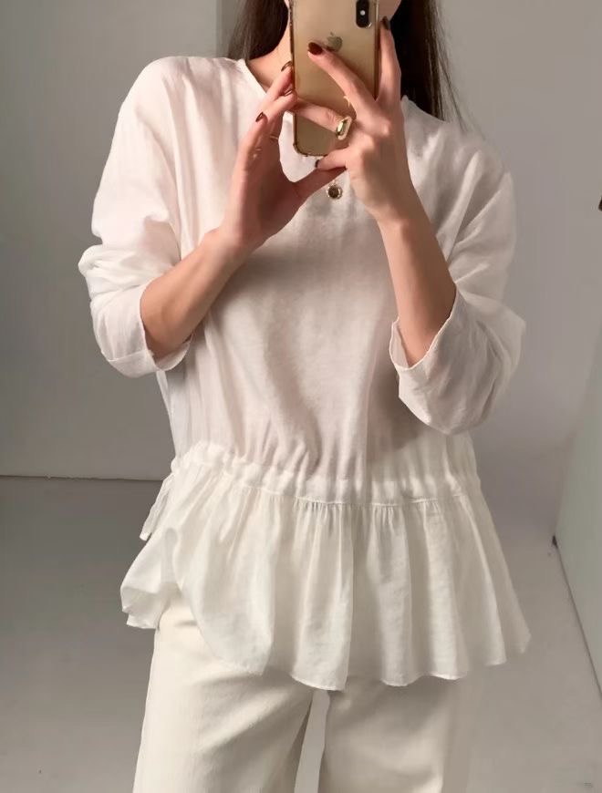 LOUNGE VERA東大門㊣直郵女裝新款25秋冬熱賣襯衫蕾絲衫雙面LOUNGE VERA-2件訂襯衫/蕾絲衫圖色3