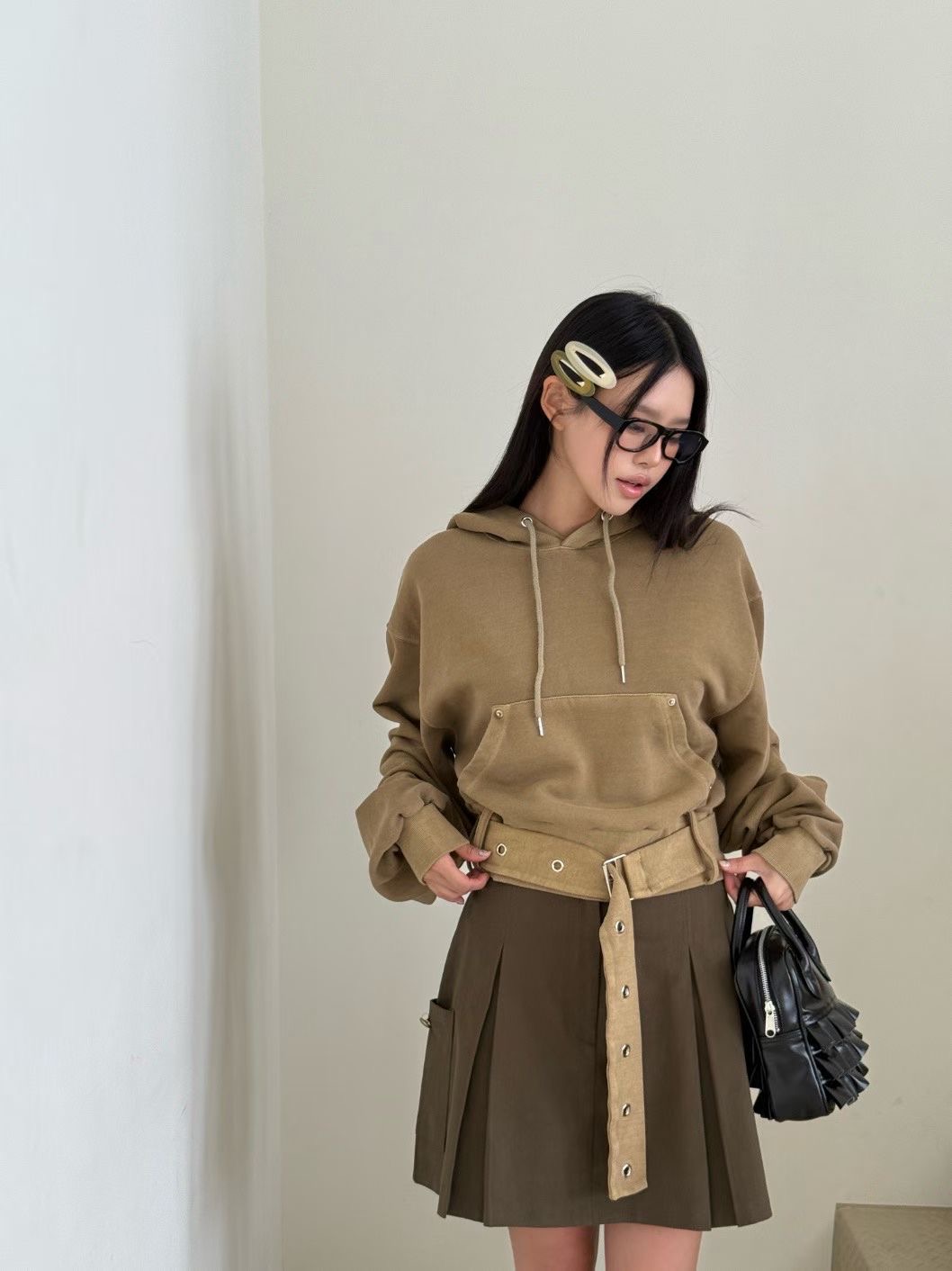 GISELE東大門㊣代購女裝新品人氣休閑熱賣職業時尚衛衣腰帶GISELE衛衣圖色1