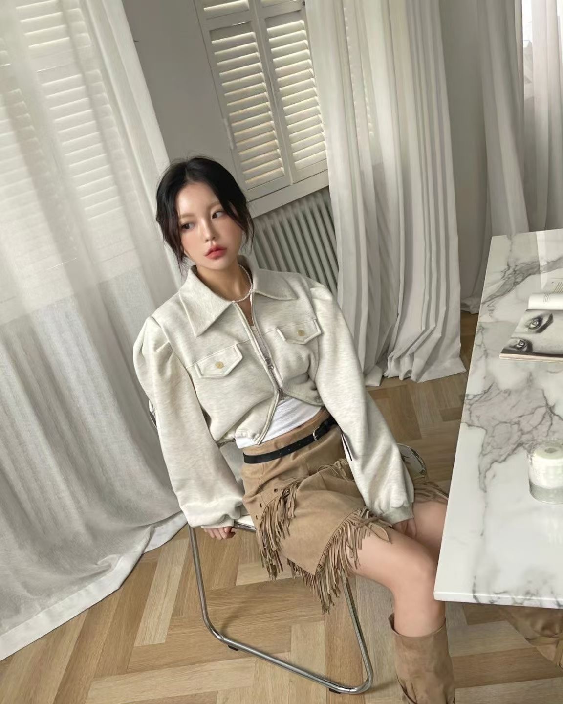 GISELE東大門㊣代購女裝新款熱賣真品職業休閑25秋冬時尚夾克GISELE夾克圖色1