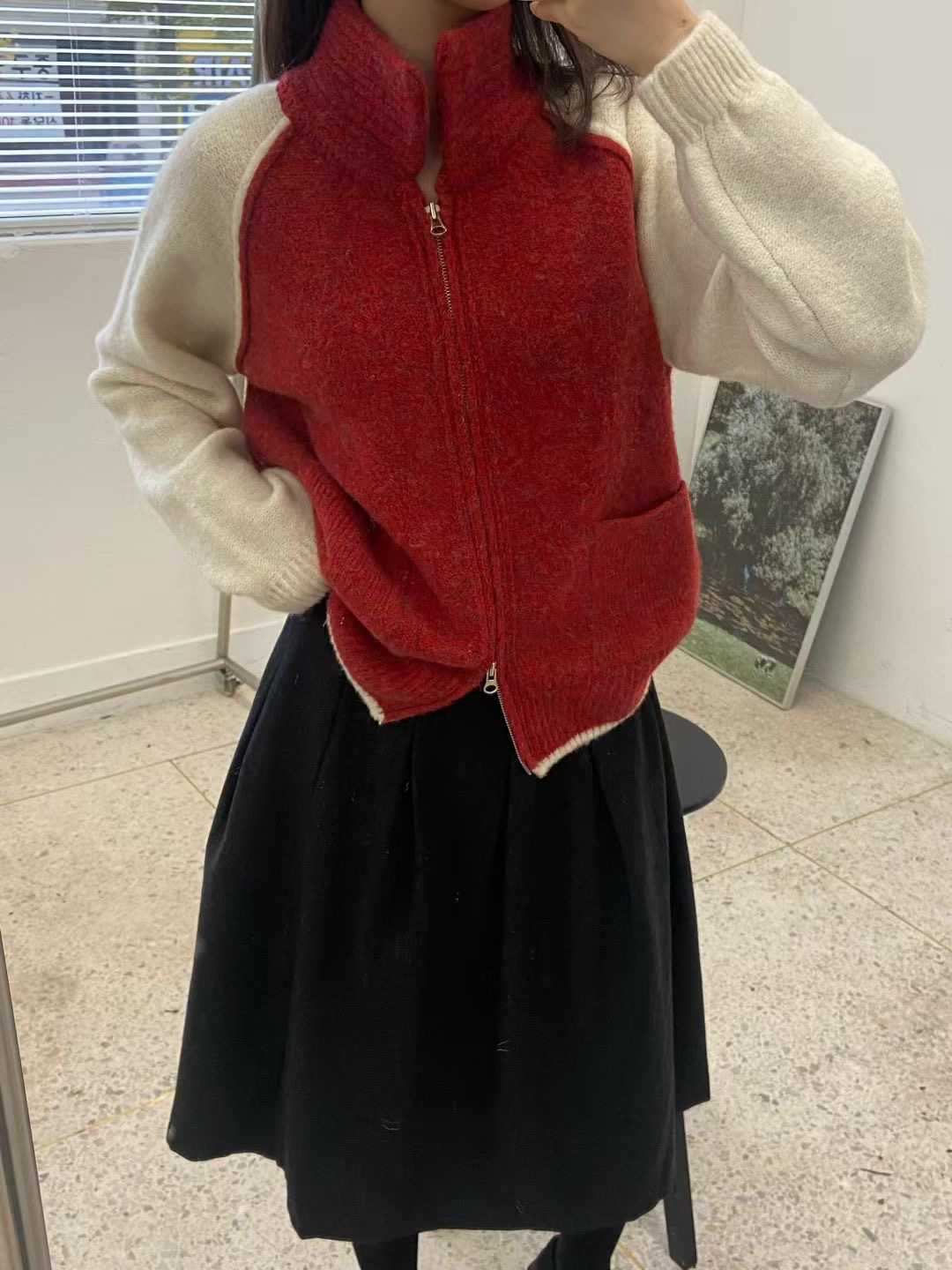 ALL OF US韓國代購㊣女裝新款熱賣休閑職業25秋冬人氣針織衫ALL OF US針織衫圖色1