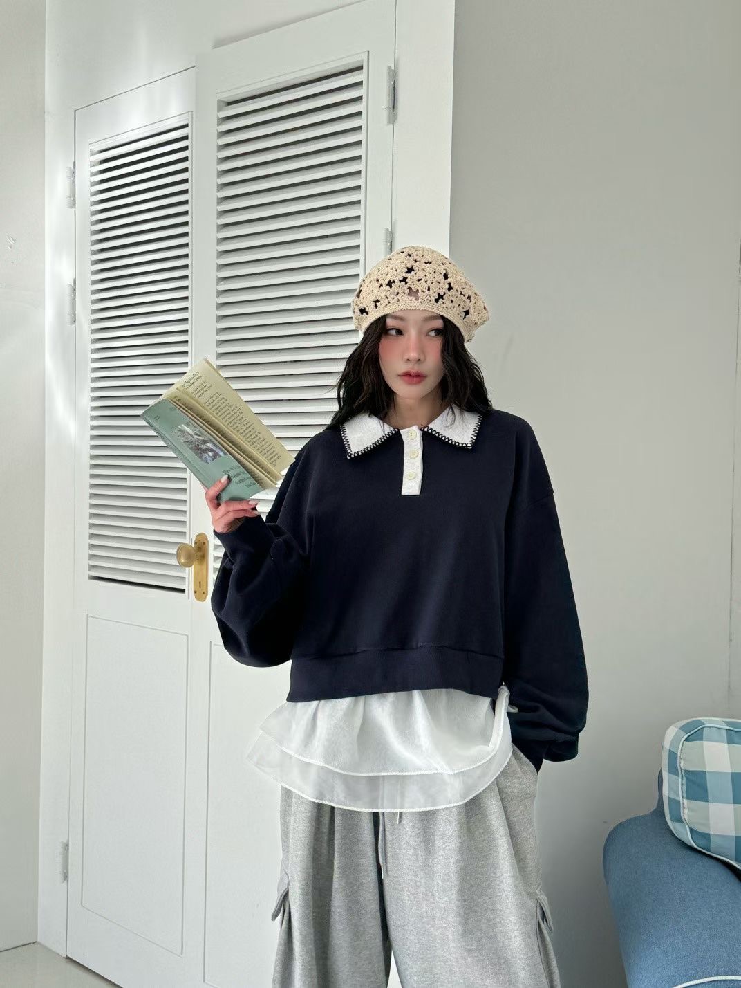 GISELE東大門㊣直郵女裝新品職業熱賣25秋冬時尚休閑人氣衛衣GISELE衛衣圖色1