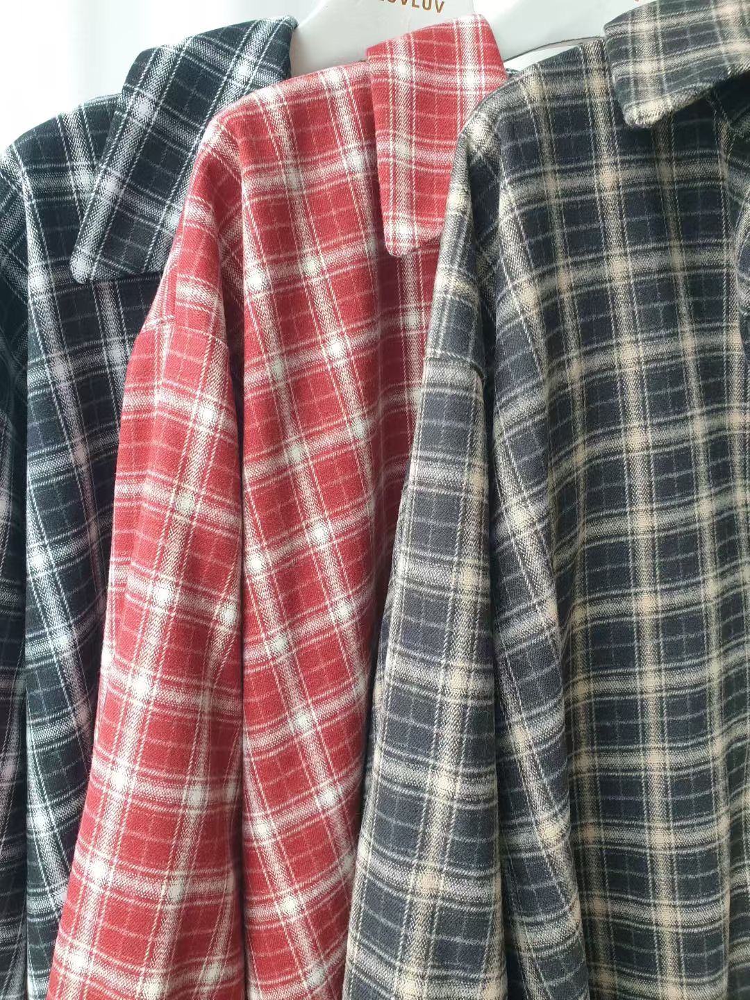 LUVLUV-럽럽-OT韓國直郵㊣女士新款職業休閑襯衫蕾絲衫格子LUVLUV-럽럽-OT襯衫/蕾絲衫