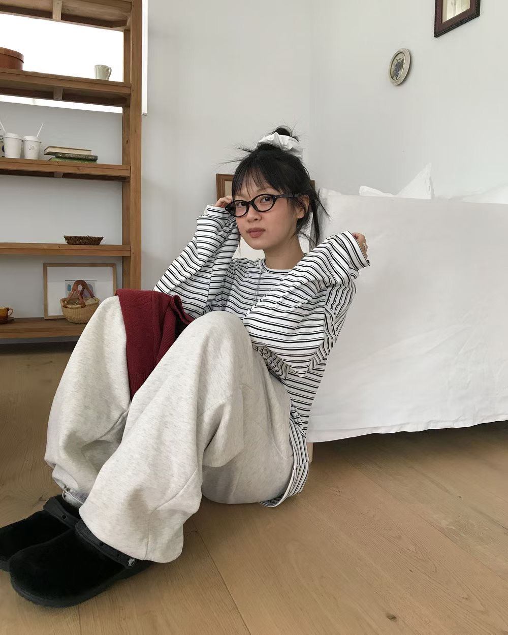 UNSANE東大門㊣直郵女裝新款推薦25秋冬人氣職業長袖T恤條紋UNSANE長袖T恤