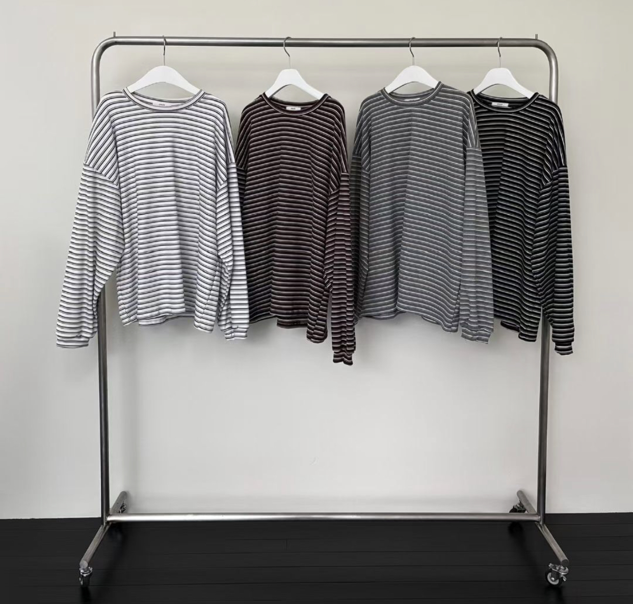 UNSANE東大門㊣直郵女裝新款推薦25秋冬人氣職業長袖T恤條紋UNSANE長袖T恤圖色4左四色