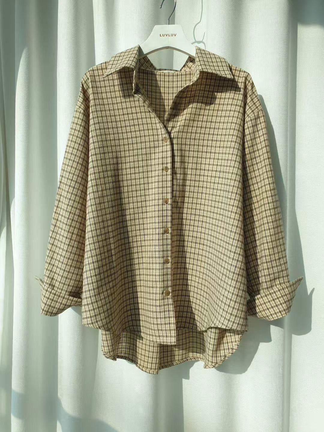 LUVLUV-럽럽-OT東大門㊣代購女裝新款推薦襯衫蕾絲衫雙排扣格子LUVLUV-럽럽-OT襯衫/蕾絲衫圖色1