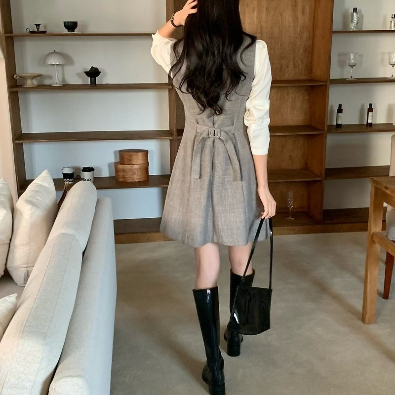 ON-NI-언니-T東大門㊣直郵女士新款職業時尚連衣裙不含內搭ON-NI連衣裙