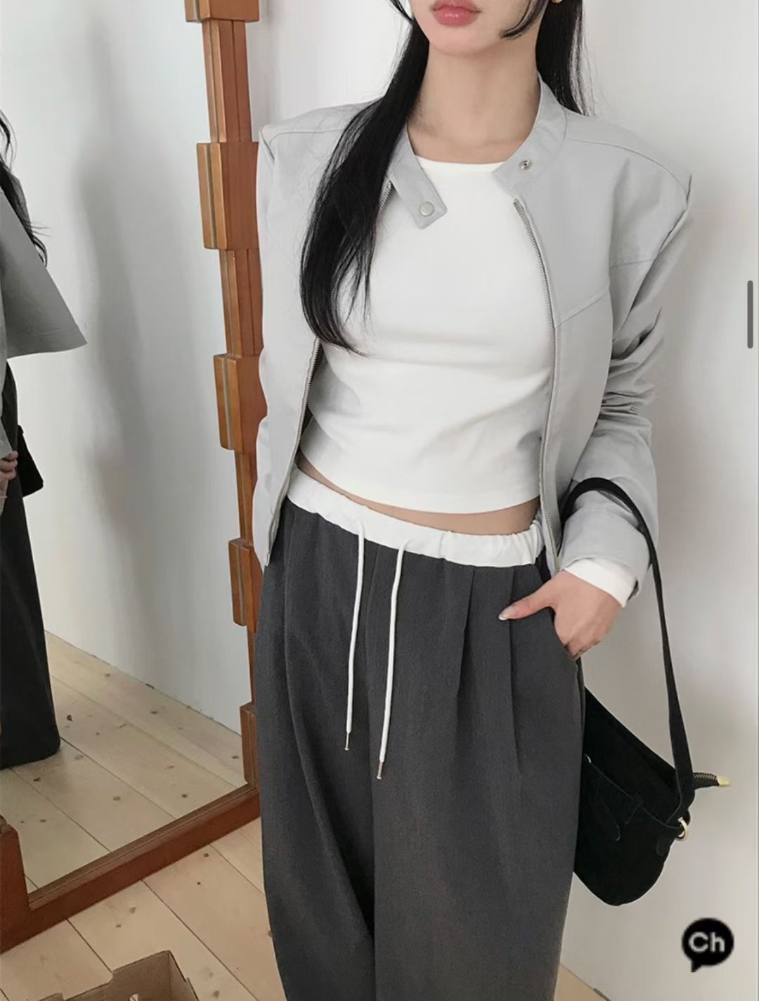 UNSANE韓國直郵㊣女裝新品職業時尚休閑真品熱賣25秋冬夾克皮革UNSANE夾克