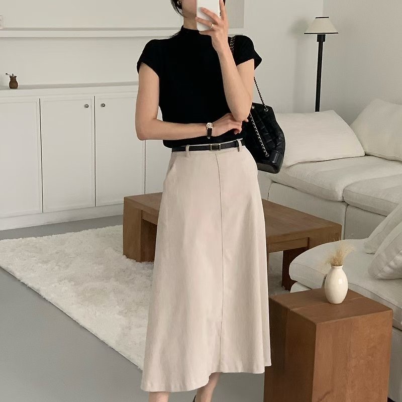 ON-NI-언니-T韓國代購㊣女裝新款人氣休閑熱賣長裙不含腰帶ON-NI長裙圖色1