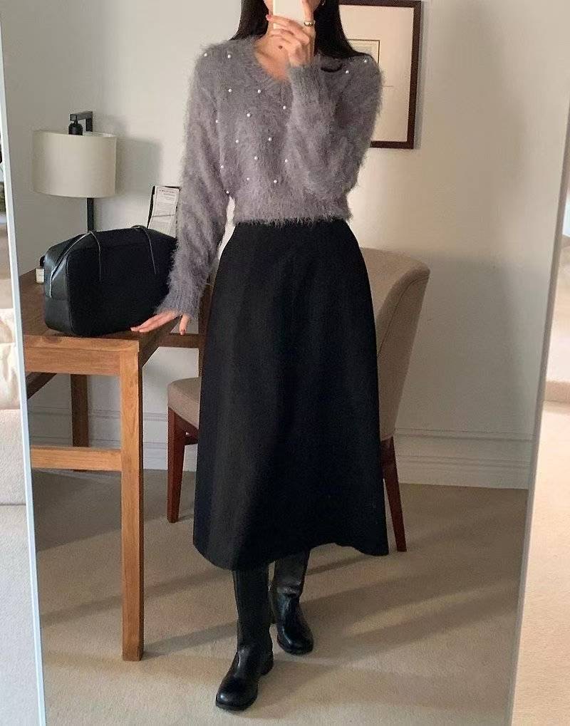 ON-NI-언니-T韓國代購㊣女裝新款人氣休閑熱賣長裙不含腰帶ON-NI長裙圖色2