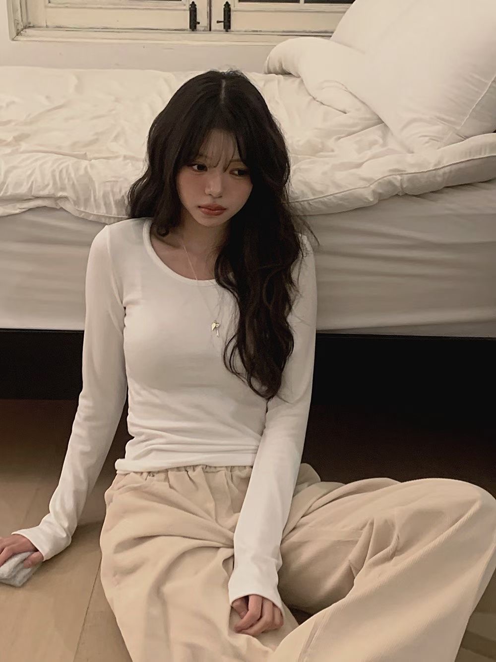 UNSANE韓國代購㊣女裝新品熱賣休閑職業時尚25秋冬推薦長袖T恤UNSANE長袖T恤圖色1