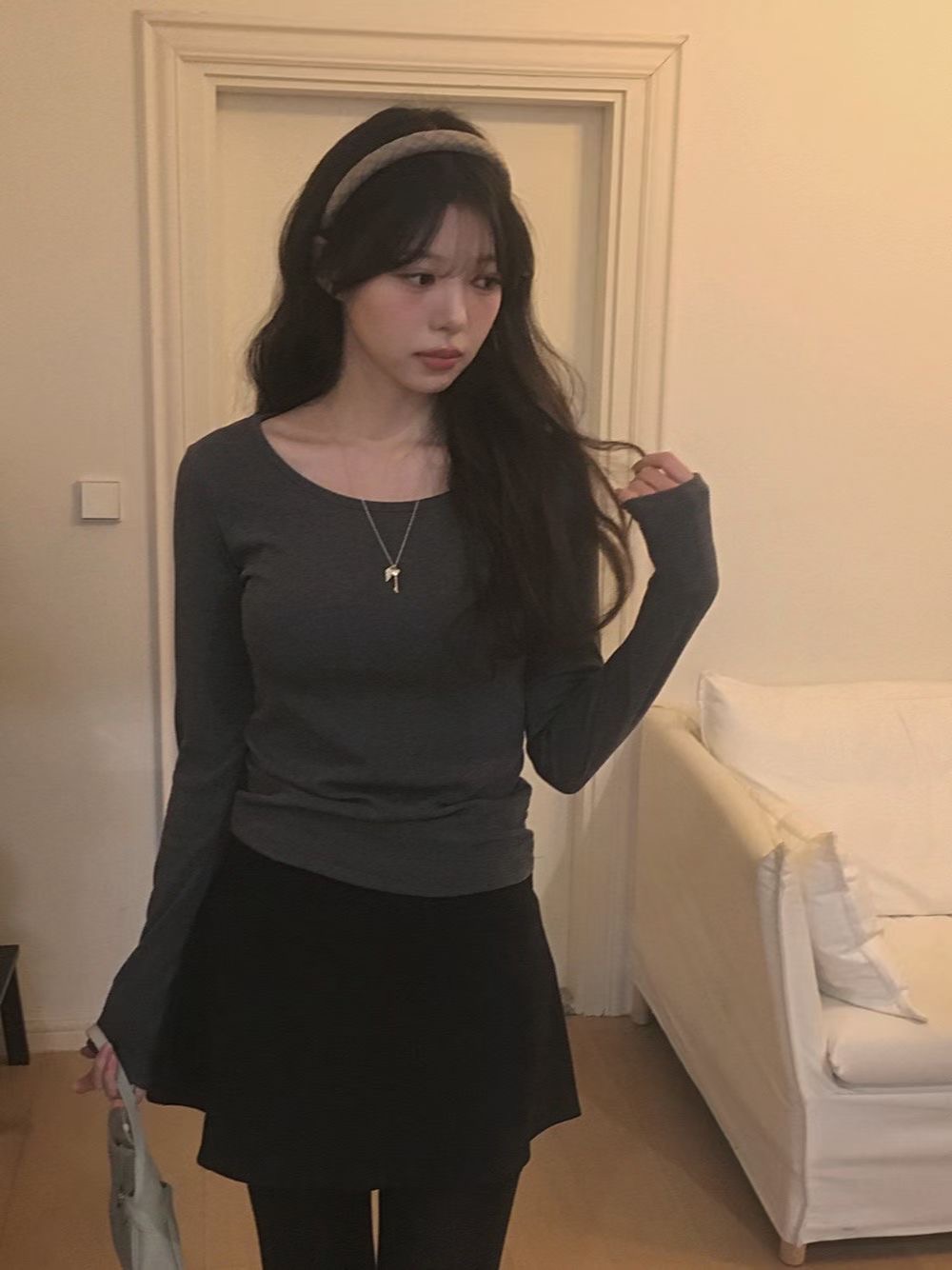 UNSANE韓國代購㊣女裝新品熱賣休閑職業時尚25秋冬推薦長袖T恤UNSANE長袖T恤圖色3