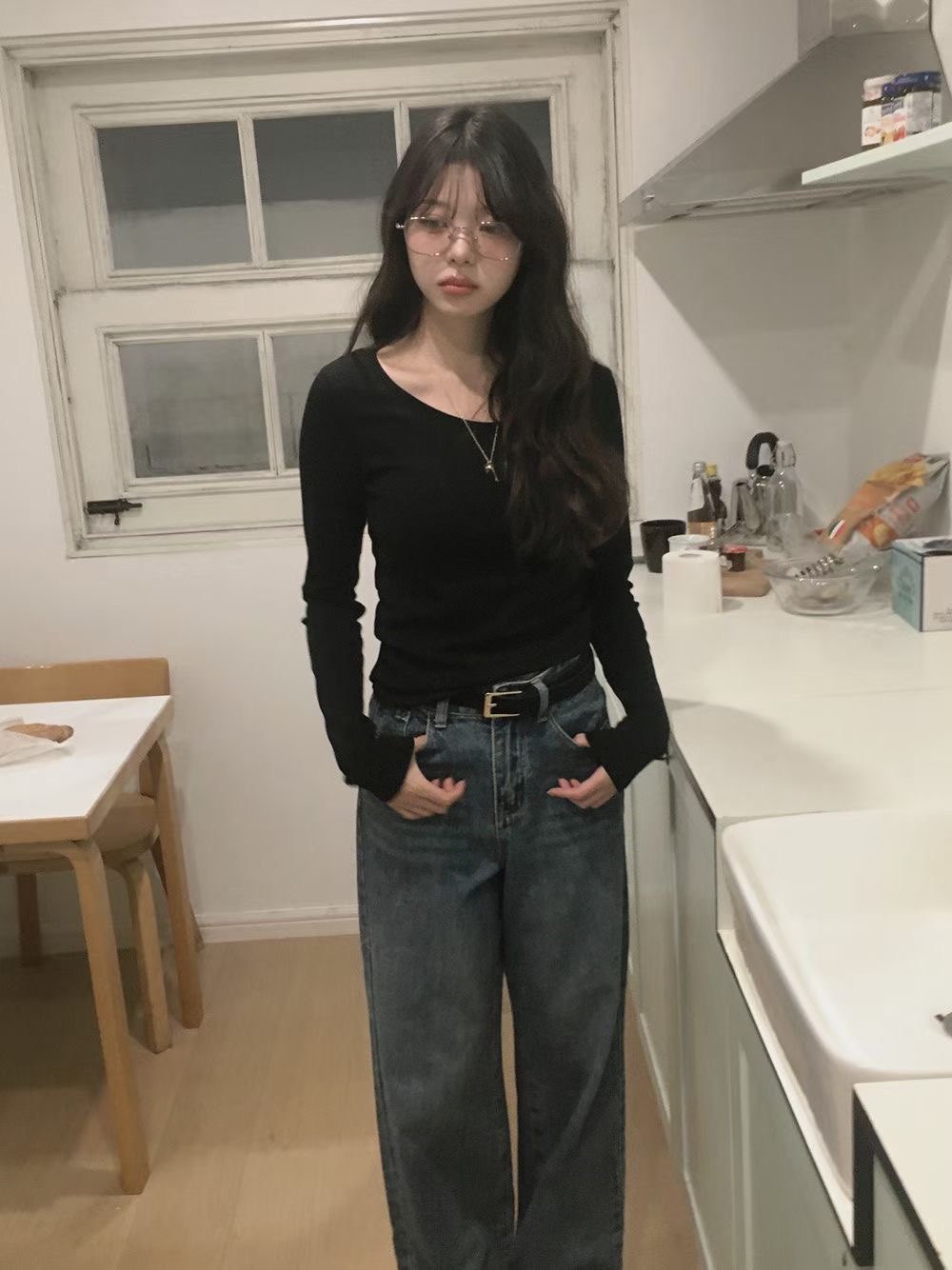 UNSANE韓國代購㊣女裝新品熱賣休閑職業時尚25秋冬推薦長袖T恤UNSANE長袖T恤圖色4