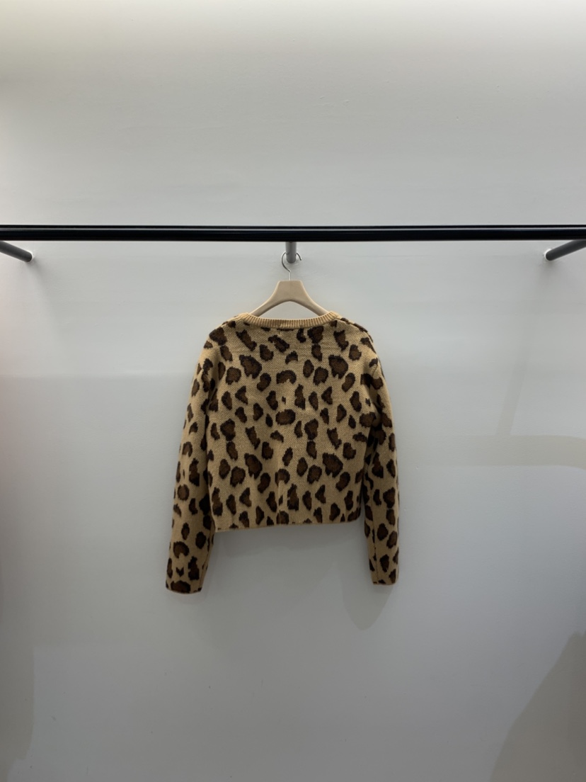 LA CREME東大門㊣實拍女士新品推薦時尚休閑針織衫豹紋開衫LA CREME針織衫