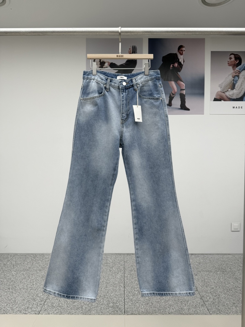 MADE-P東大門㊣代購女士新款推薦25秋冬職業熱賣人氣牛仔褲MADE-P牛仔褲圖色1