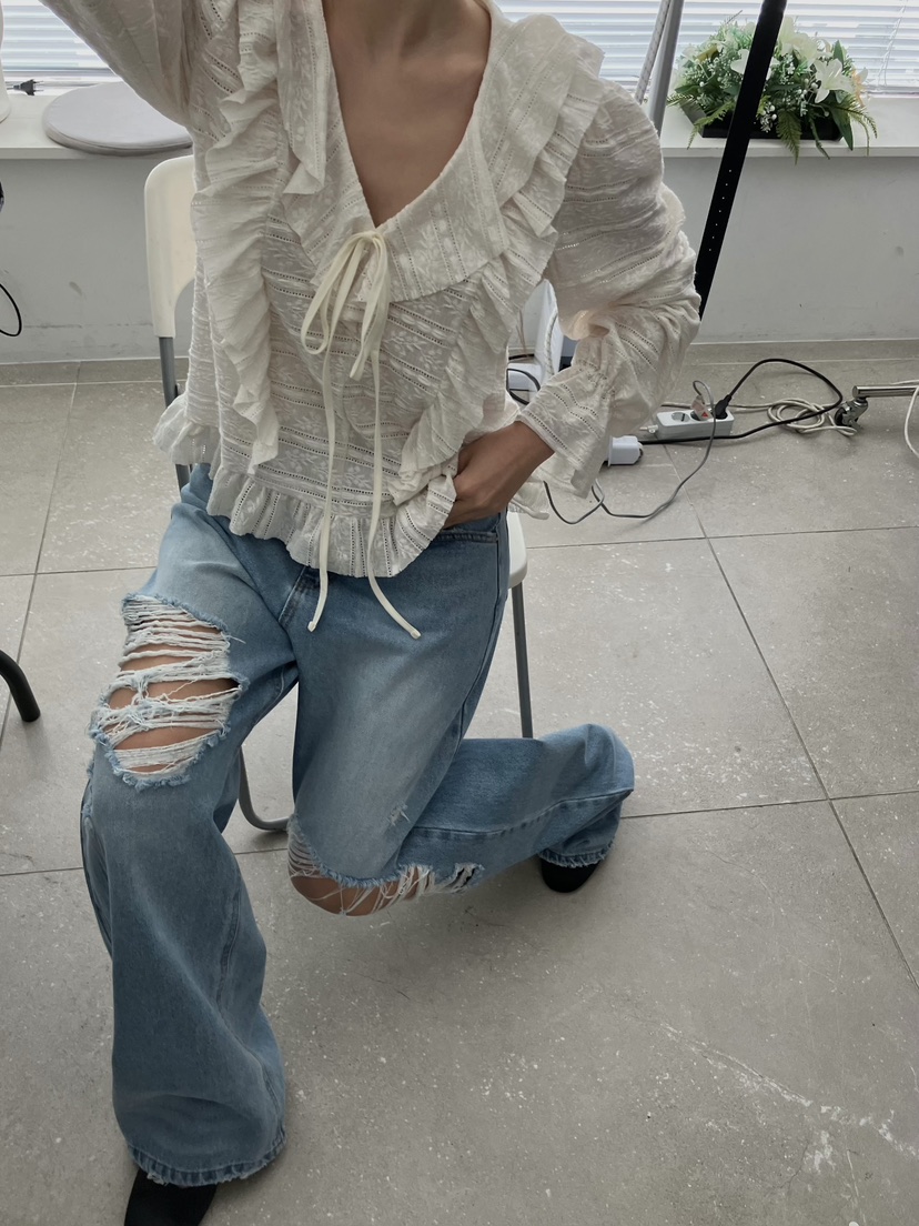 MADE-P東大門㊣代購女裝新品熱賣25秋冬時尚休閑人氣牛仔褲MADE-P牛仔褲