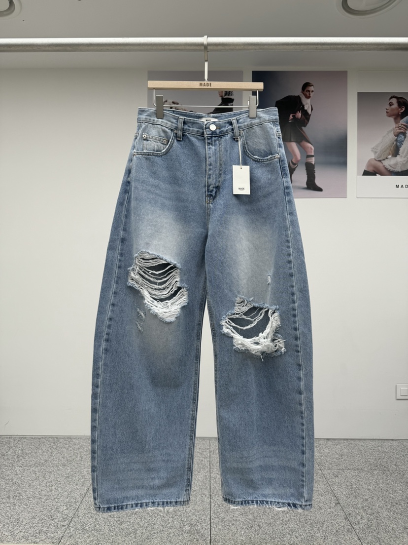 MADE-P東大門㊣代購女裝新品熱賣25秋冬時尚休閑人氣牛仔褲MADE-P牛仔褲圖色1