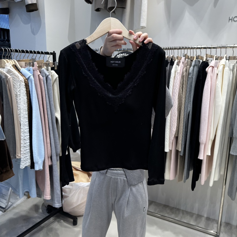 HOT PLACE/DREAM GIRIS/HOT ISSUE東大門㊣實拍女士新款休閑長袖T恤蕾絲HOT PLACE/DREAM GIRIS/HOT ISSUE長袖T恤圖色5