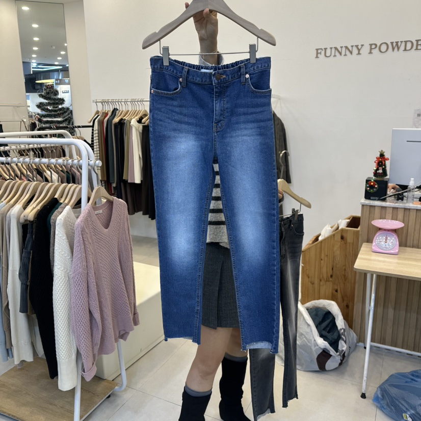 FUNNY POWDER東大門㊣實拍女裝新品職業熱賣真品25秋冬牛仔褲THE FUNNY牛仔褲圖色2