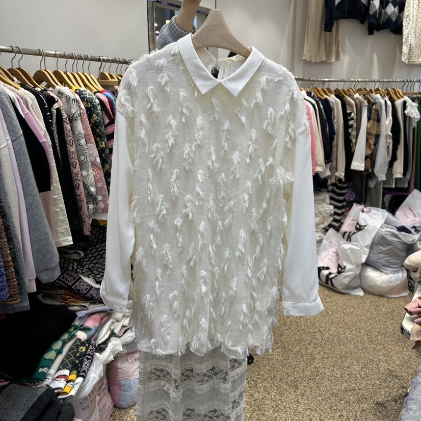 HAPPYBERRY東大門㊣直郵女士新款人氣推薦襯衫蕾絲衫假兩件HAPPYBERRY襯衫/蕾絲衫圖色2