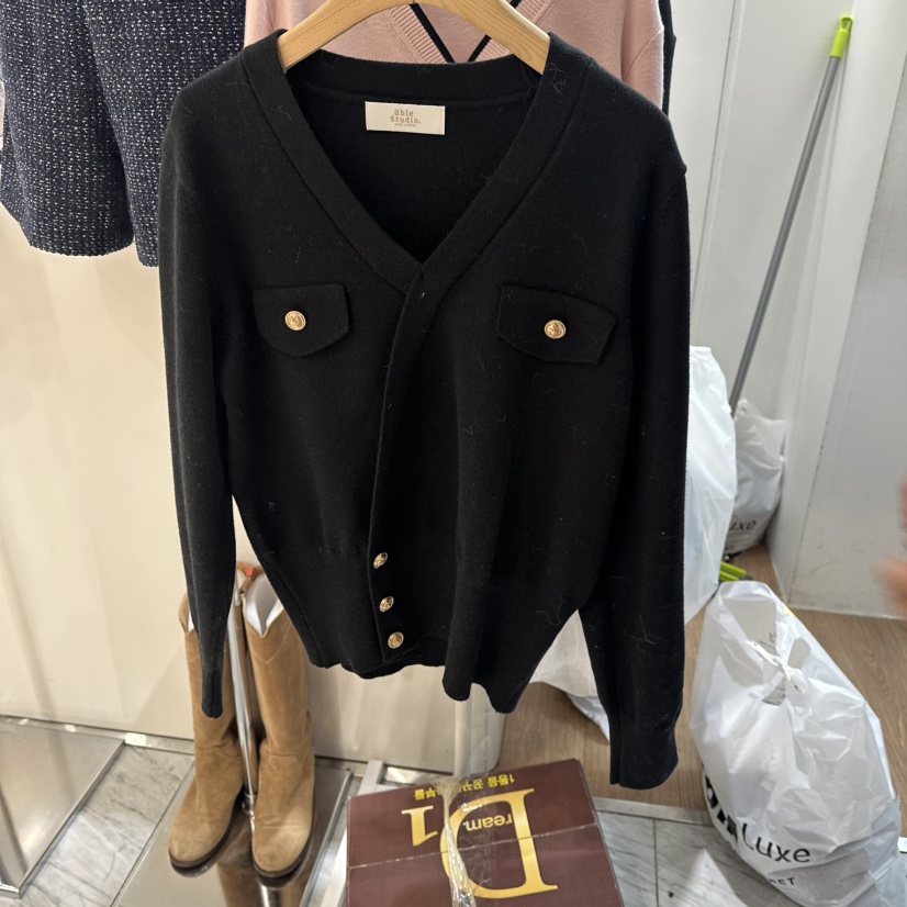 ABLESTUDIO韓國直郵㊣女士新款休閑職業推薦熱賣25秋冬針織衫V領ABLESTUDIO針織衫圖色2