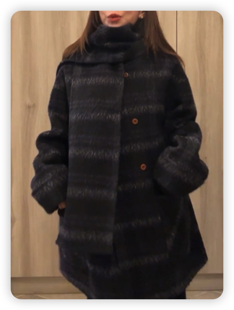 SIMPLE PARK/WMSTORY韓國代購㊣女士新品真品中長款大衣含圍巾斗篷長款SIMPLE PARK/WMSTORY中長款大衣圖色1