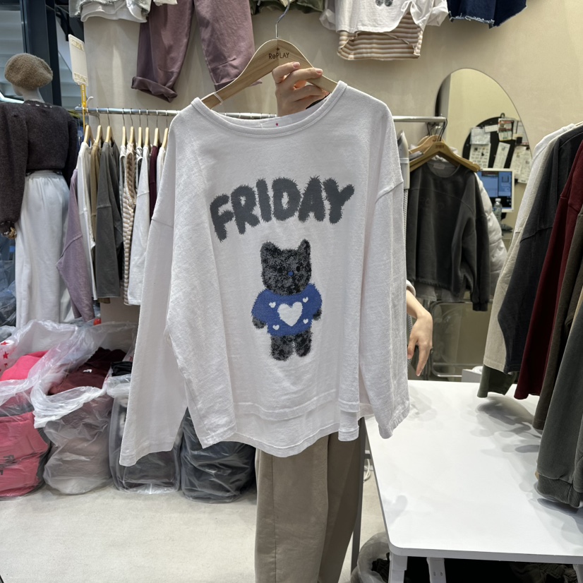 REPLAY韓國代購㊣女裝新款真品熱賣休閑25秋冬時尚職業長袖T恤REPLAY長袖T恤圖色1