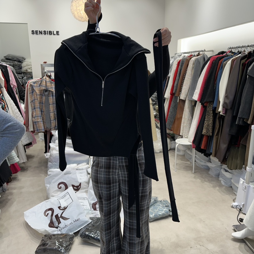 SENSIBLE-S韓國直郵㊣女士新款熱賣真品時尚休閑長袖T恤拉鏈SENSIBLE長袖T恤圖色3