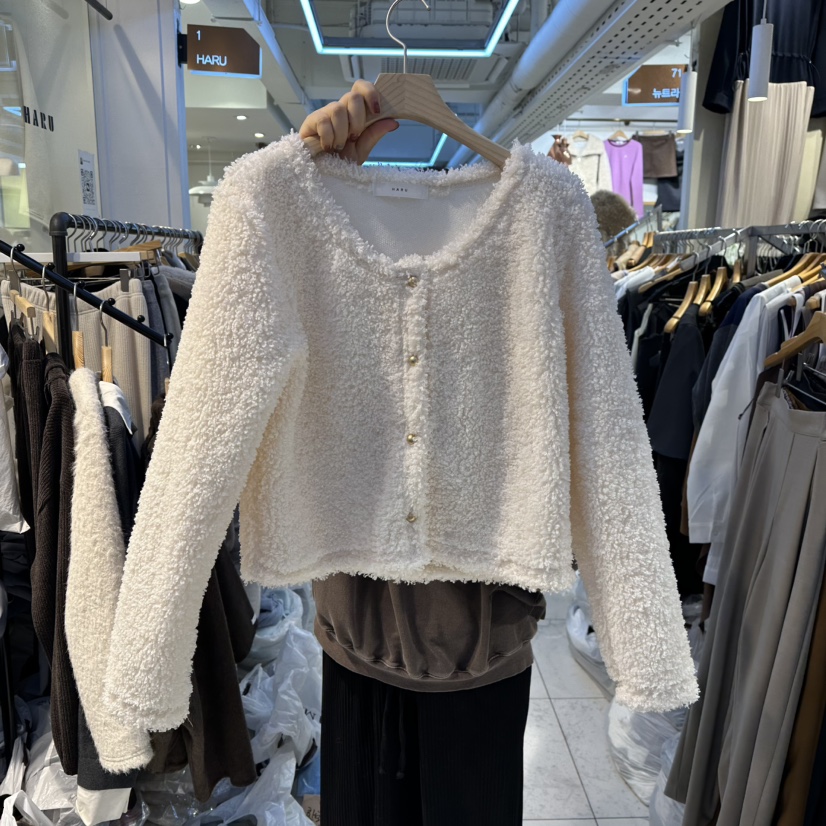 HARU-Q韓國直郵㊣女裝新款休閑人氣真品職業時尚25秋冬毛衣開衫HARU-Q毛衣圖色1白色