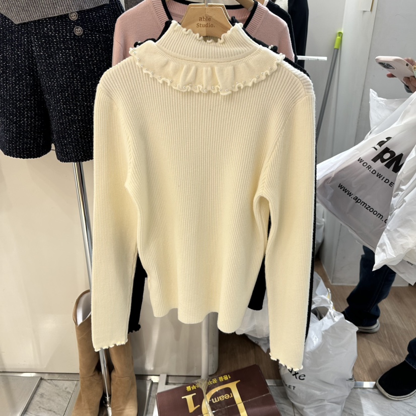 ABLESTUDIO東大門㊣實拍女士新品真品推薦熱賣25秋冬針織衫雙層ABLESTUDIO針織衫圖色1