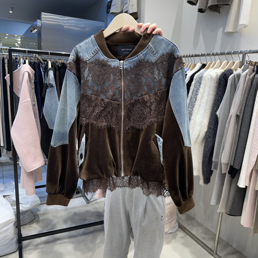 HOT PLACE/DREAM GIRIS/HOT ISSUE東大門㊣代購女士新品真品夾克天鵝絨HOT PLACE/DREAM GIRIS/HOT ISSUE夾克圖色1