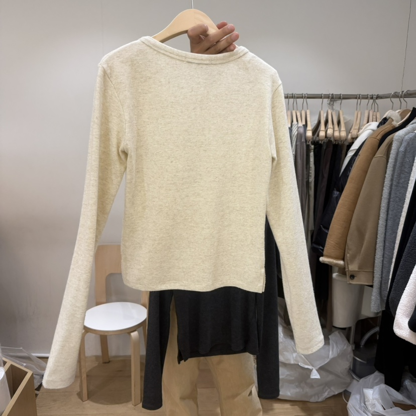 FOREST東大門㊣直郵女裝新品職業真品25秋冬人氣長袖T恤紐扣FOREST長袖T恤