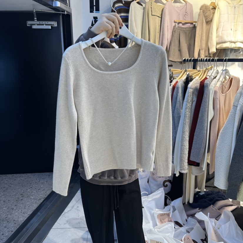 HARU-Q東大門㊣實拍女士新品職業休閑25秋冬時尚人氣長袖T恤HARU-Q長袖T恤圖色6燕麥色