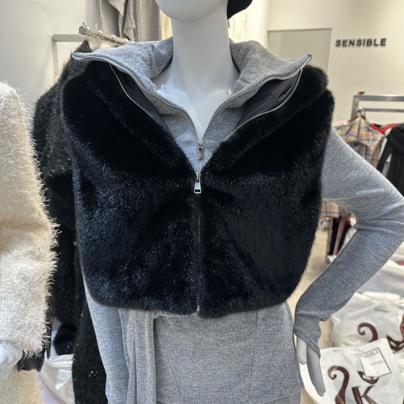 SENSIBLE-S東大門㊣實拍女裝新品真品休閑馬甲不含內搭貂皮SENSIBLE馬甲圖色1