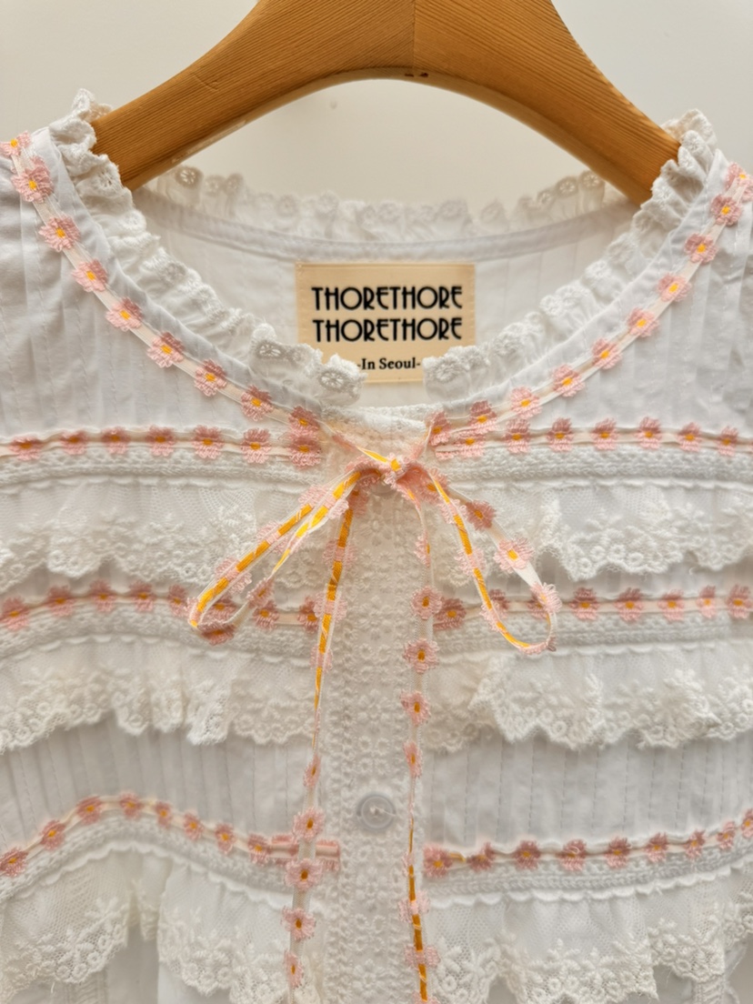 THORE東大門㊣實拍女裝新款25秋冬休閑熱賣時尚襯衫蕾絲衫鵝THORE襯衫/蕾絲衫