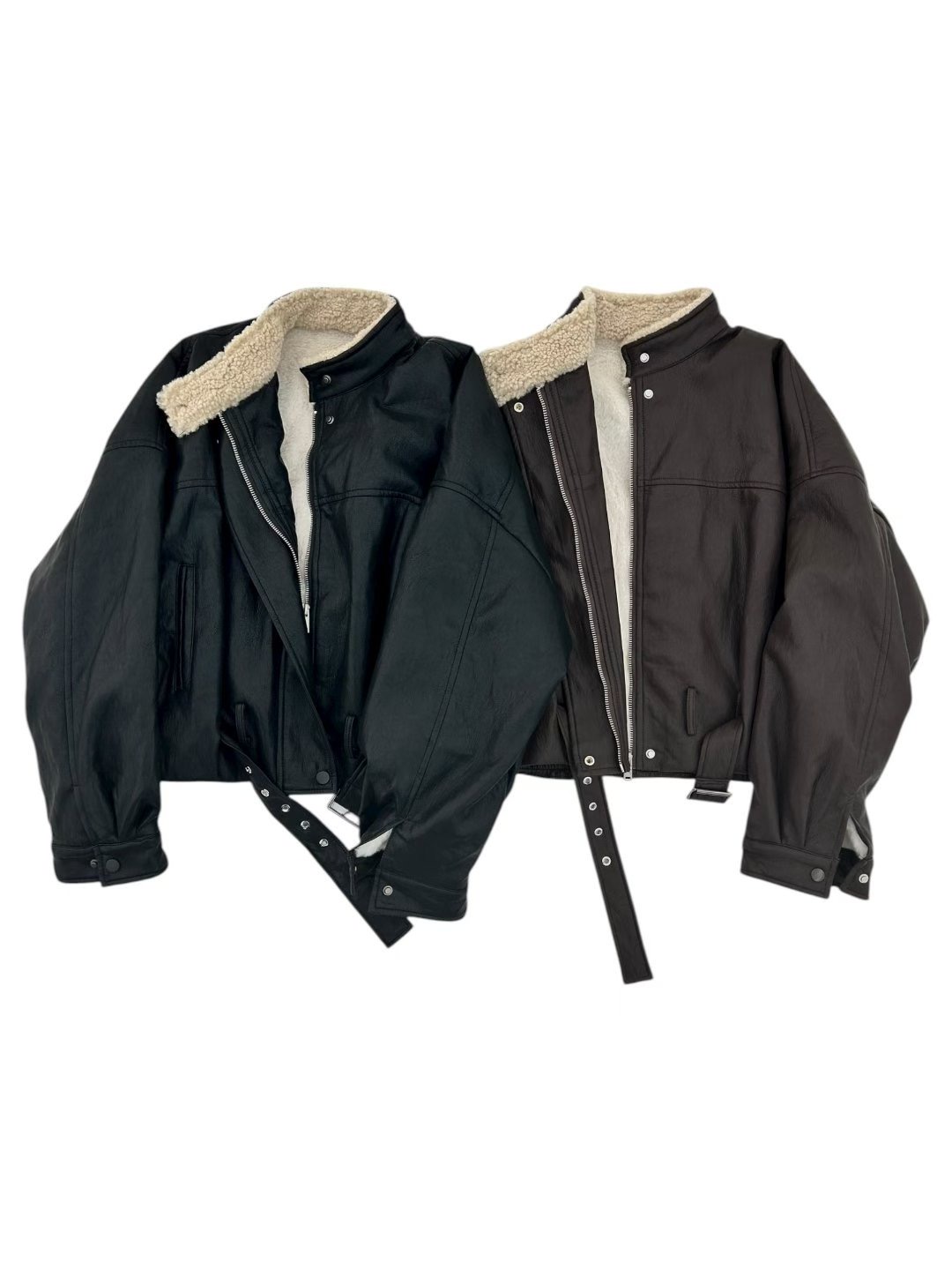 SPARK東大門㊣直郵女士新品休閑推薦職業25秋冬夾克羊毛皮腰帶SPARK夾克圖色2左二色