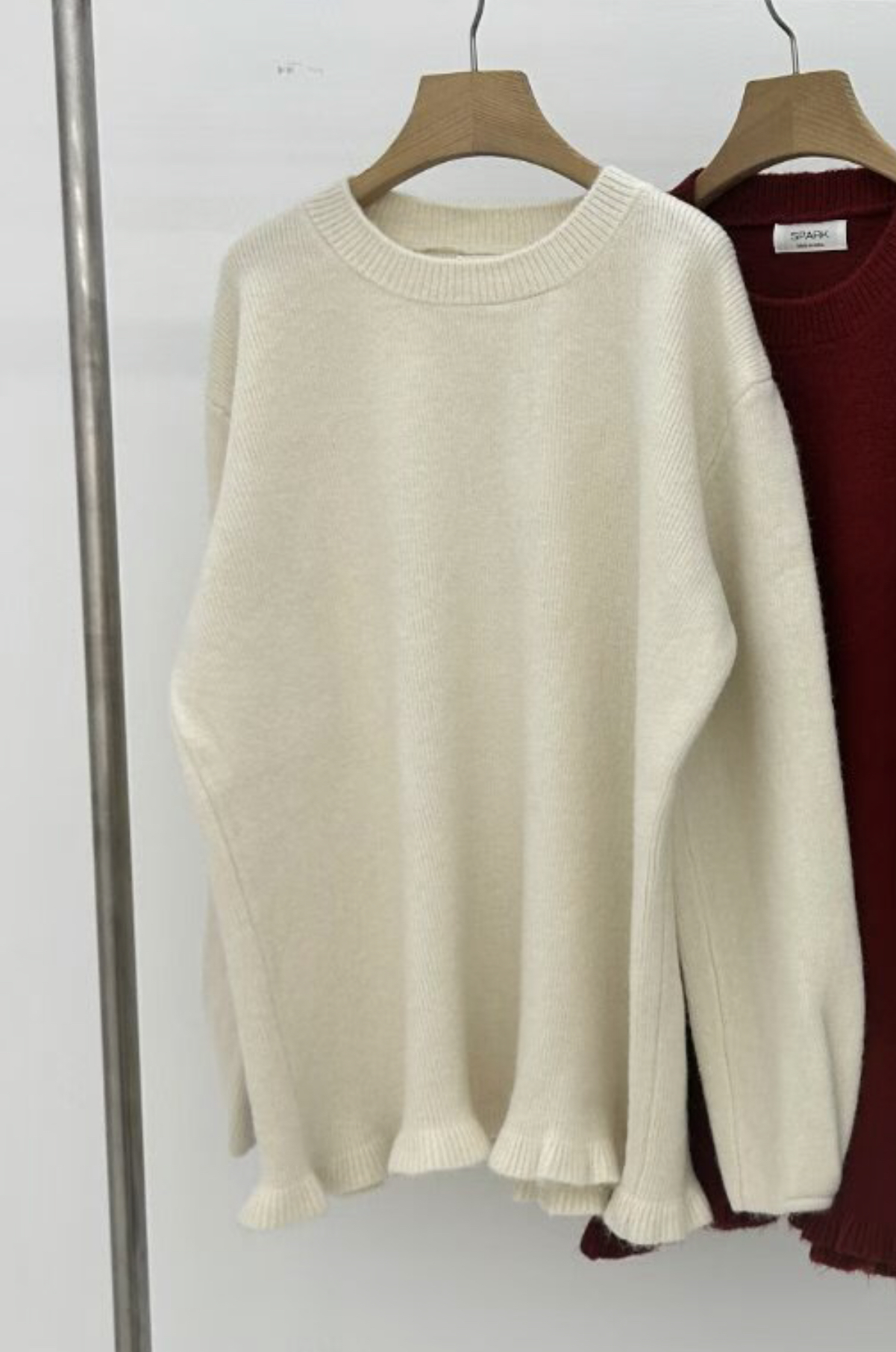 SPARK韓國直郵㊣女士新品人氣推薦職業時尚休閑針織衫荷葉邊SPARK針織衫圖色1