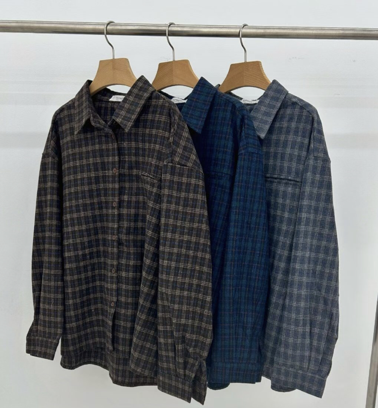 SPARK東大門㊣直郵女裝新品時尚休閑熱賣推薦襯衫蕾絲衫格子SPARK襯衫/蕾絲衫圖色2左二色