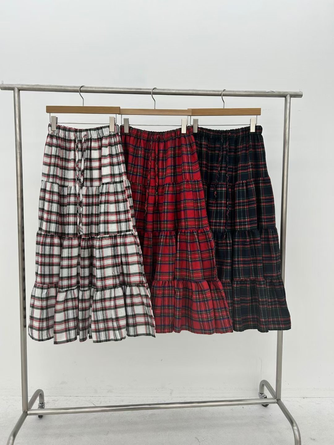 SPARK東大門㊣直郵女士新款時尚人氣休閑熱賣推薦25秋冬長裙格紋SPARK長裙圖色2左二色