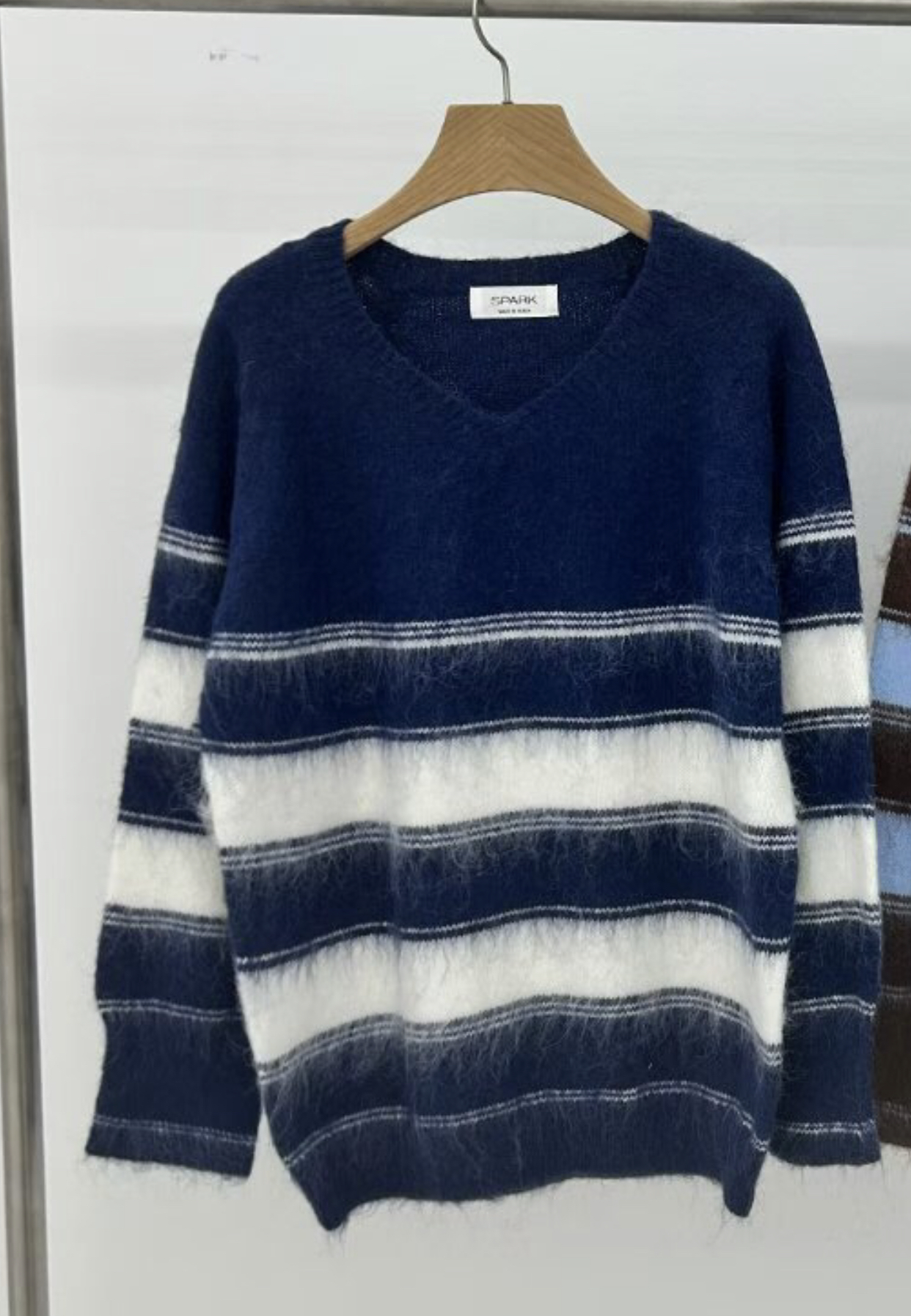 SPARK東大門㊣直郵女裝新品人氣25秋冬職業熱賣推薦針織衫條紋SPARK針織衫圖色1