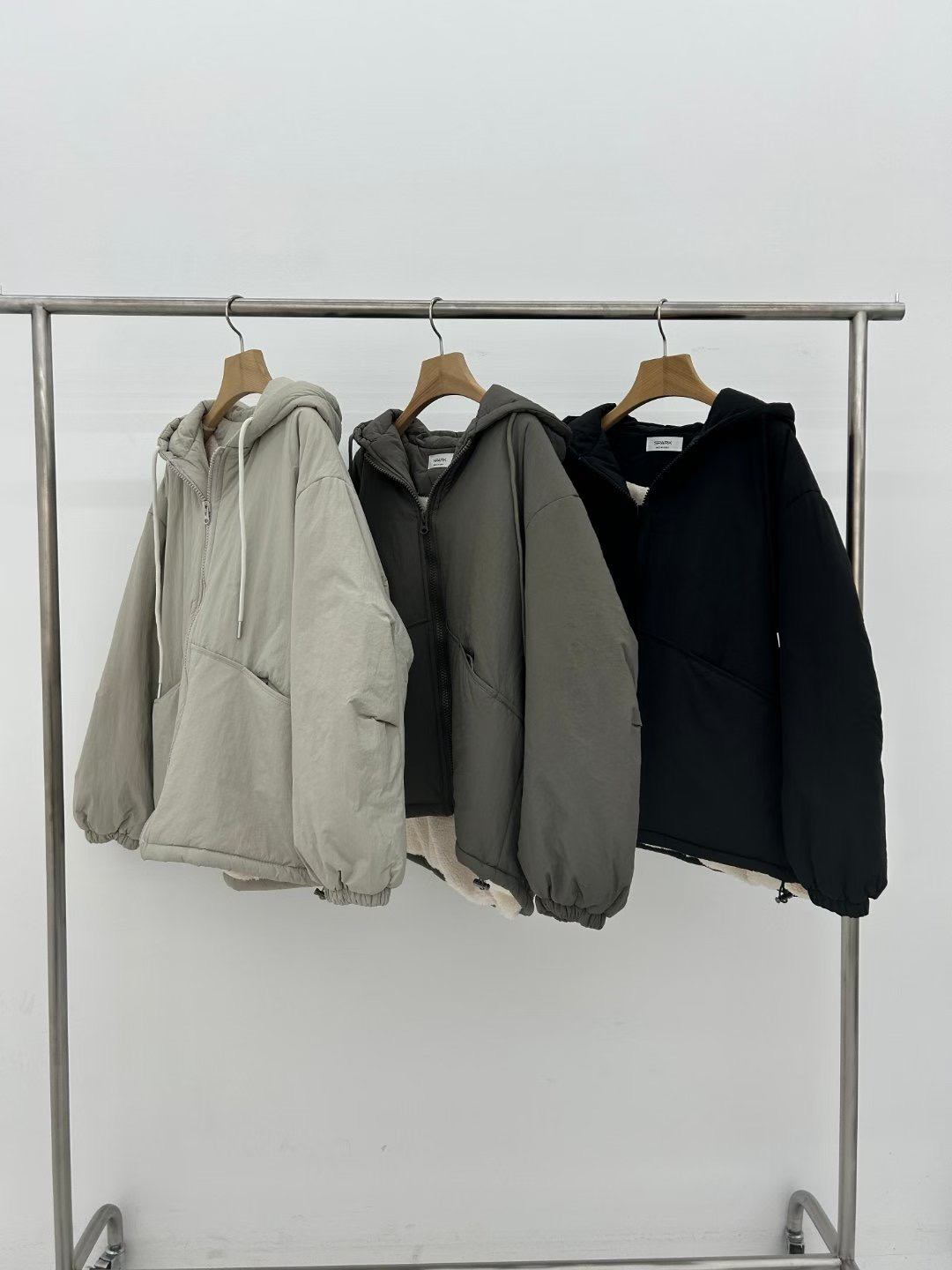 SPARK東大門㊣實拍女裝新款休閑25秋冬熱賣職業夾克抓絨連帽SPARK夾克圖色2左二色