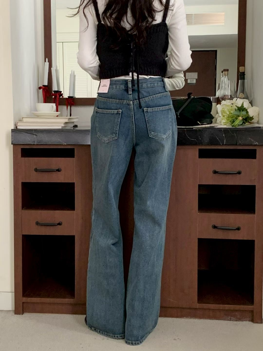 INDIGO-인디고-T韓國直郵㊣女裝新款推薦休閑25秋冬牛仔褲拉絨INDIGO牛仔褲