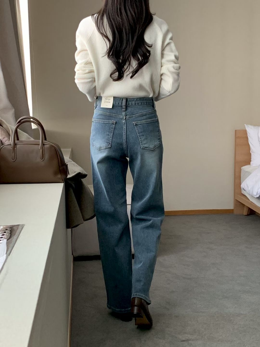 INDIGO-인디고-T東大門㊣實拍女裝新款推薦休閑牛仔褲拉絨INDIGO牛仔褲