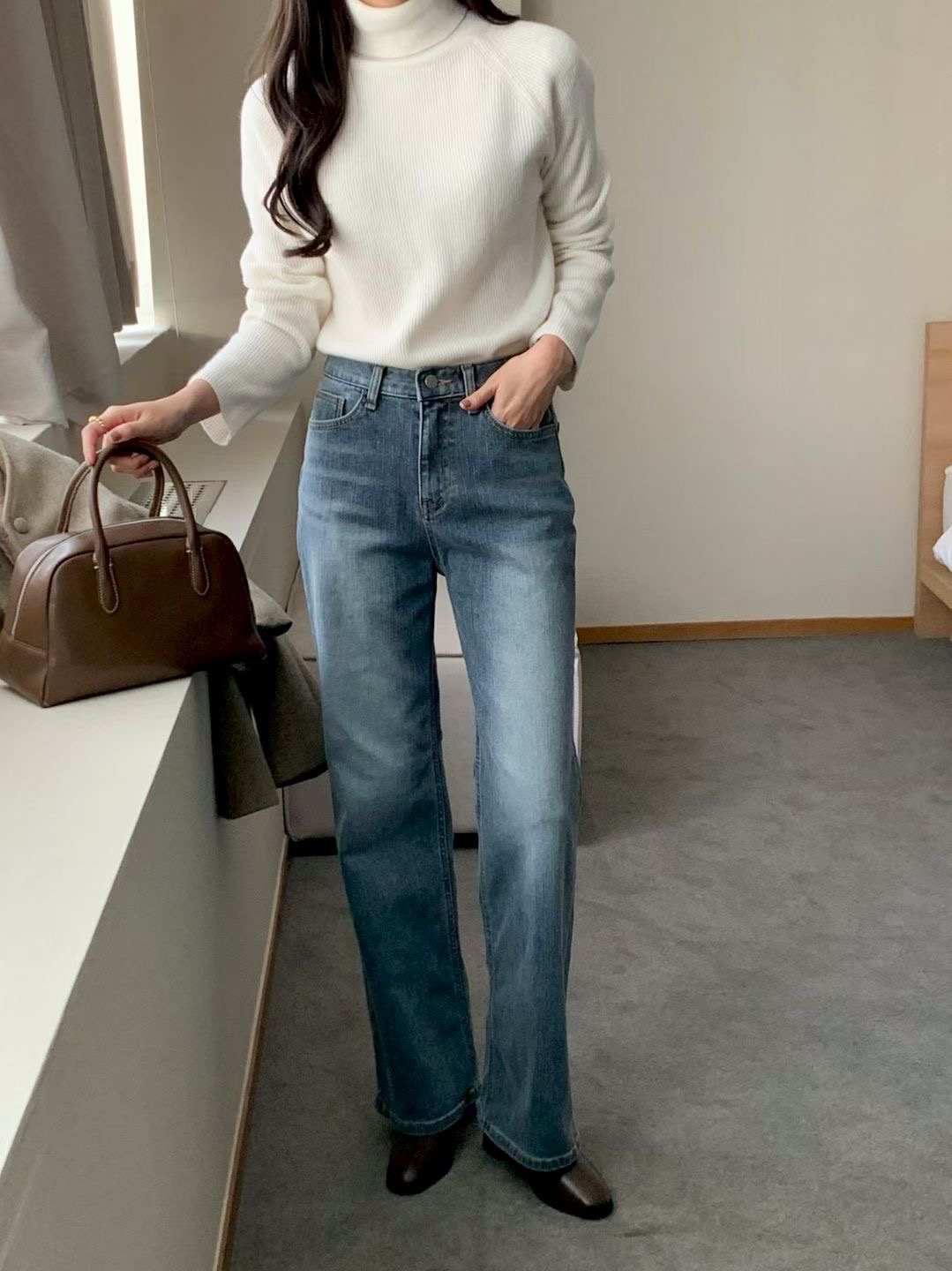 INDIGO-인디고-T東大門㊣實拍女裝新款推薦休閑牛仔褲拉絨INDIGO牛仔褲圖色2