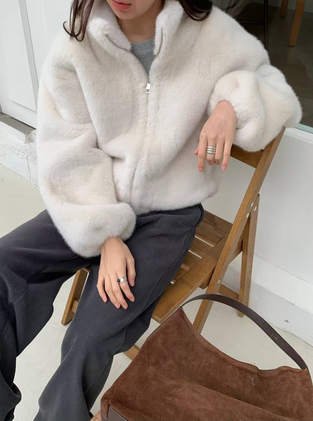 AREING韓國代購㊣女士新品職業推薦熱賣休閑時尚人氣夾克貂皮AREING夾克圖色3