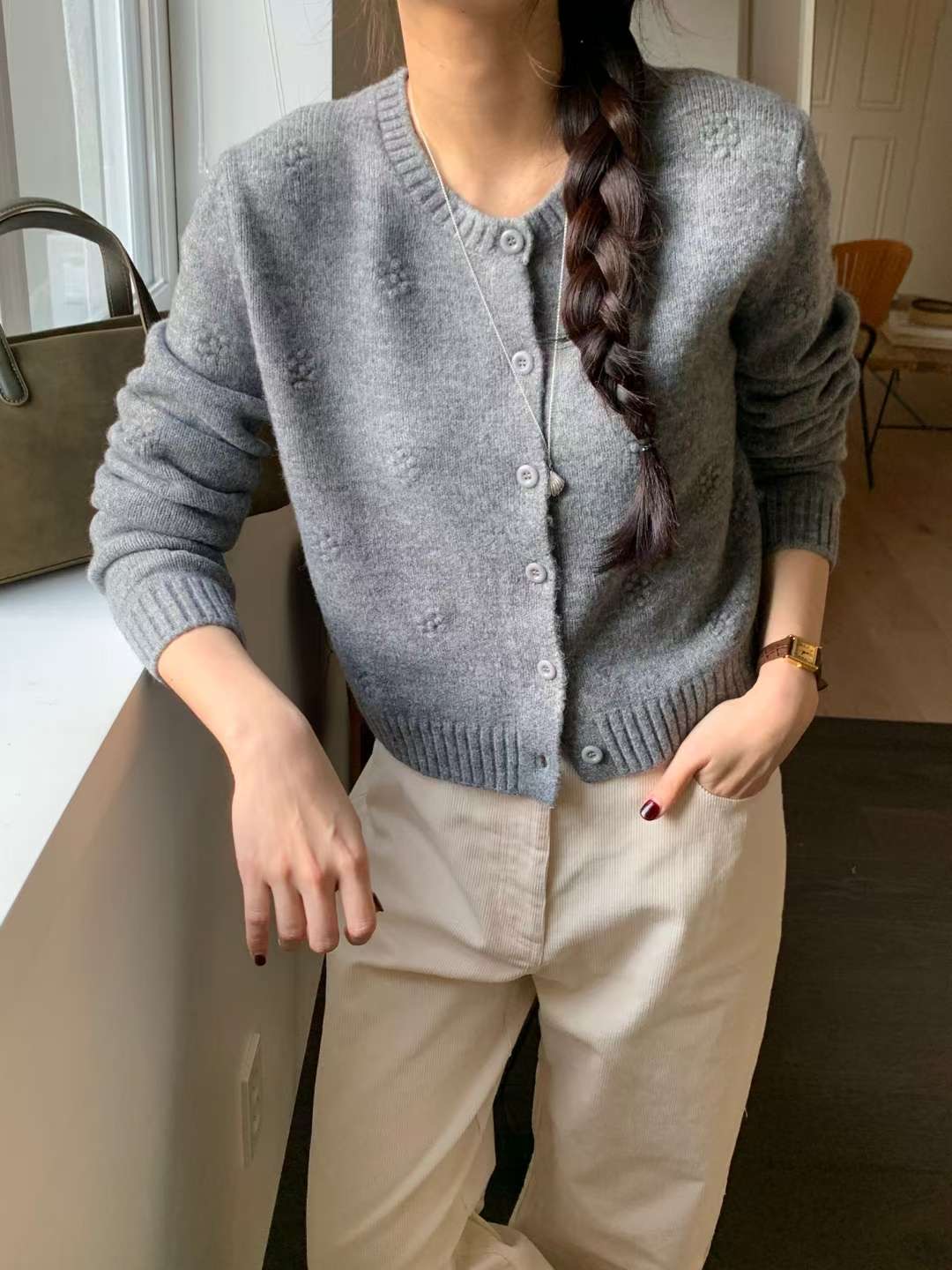 AREING東大門㊣實拍女裝新品熱賣休閑時尚25秋冬針織衫開衫AREING針織衫圖色2